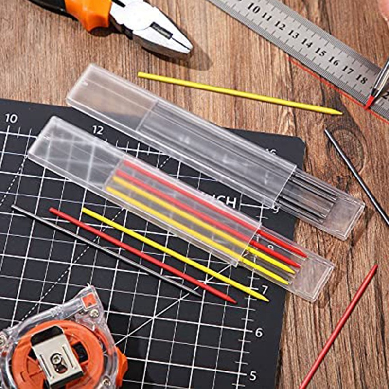 MotiMind 8er-Set Mechanische Zimmermannsbleistifte 2,8 Mm – Mit Integriertem Spitzer, 48 Ersatzminen, Für Tischler Und Architekten
