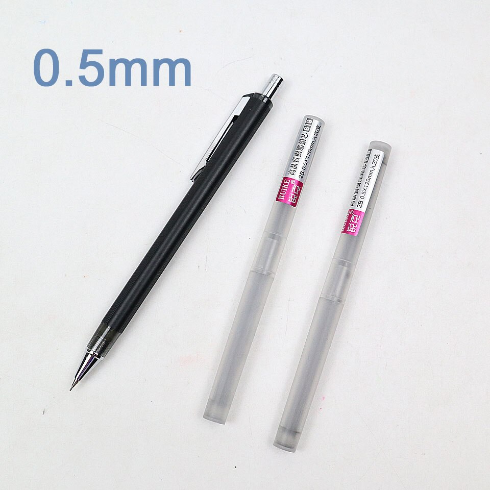 Metal Mechanical Pencil 0.5/0.7mm For Painting And Writing карандаш School Supplies Send 2 Refills: 0.5mm-Black