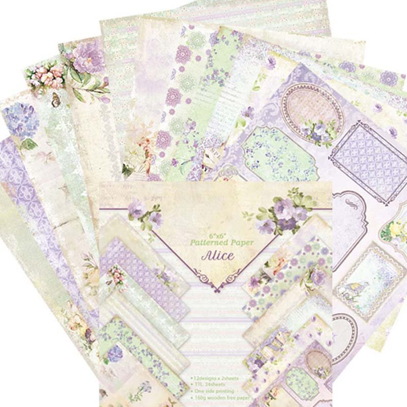 Bonitas flores para manualidades patrón de papel para DIY Scrapbooking 24 hojas/conjunto de papel de fondo almohadilla de cartulina tarjetas de hacer DIY Scrapbook