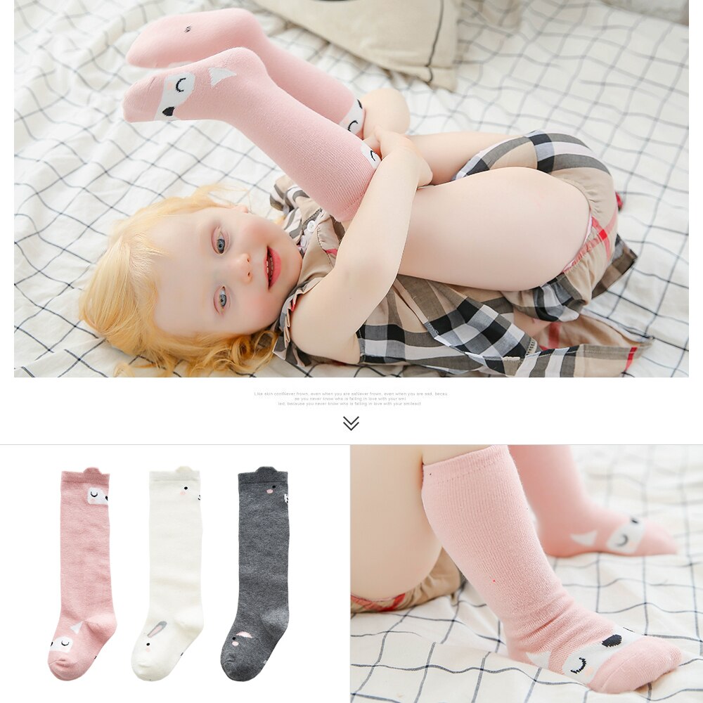 3Pcs/Lot Mesh Non-Slip for Girl Boy Socks Cotton Infant Newborns Baby Kids Socks for Fox&Cat Baby Toddler Clothes 0-4 Years