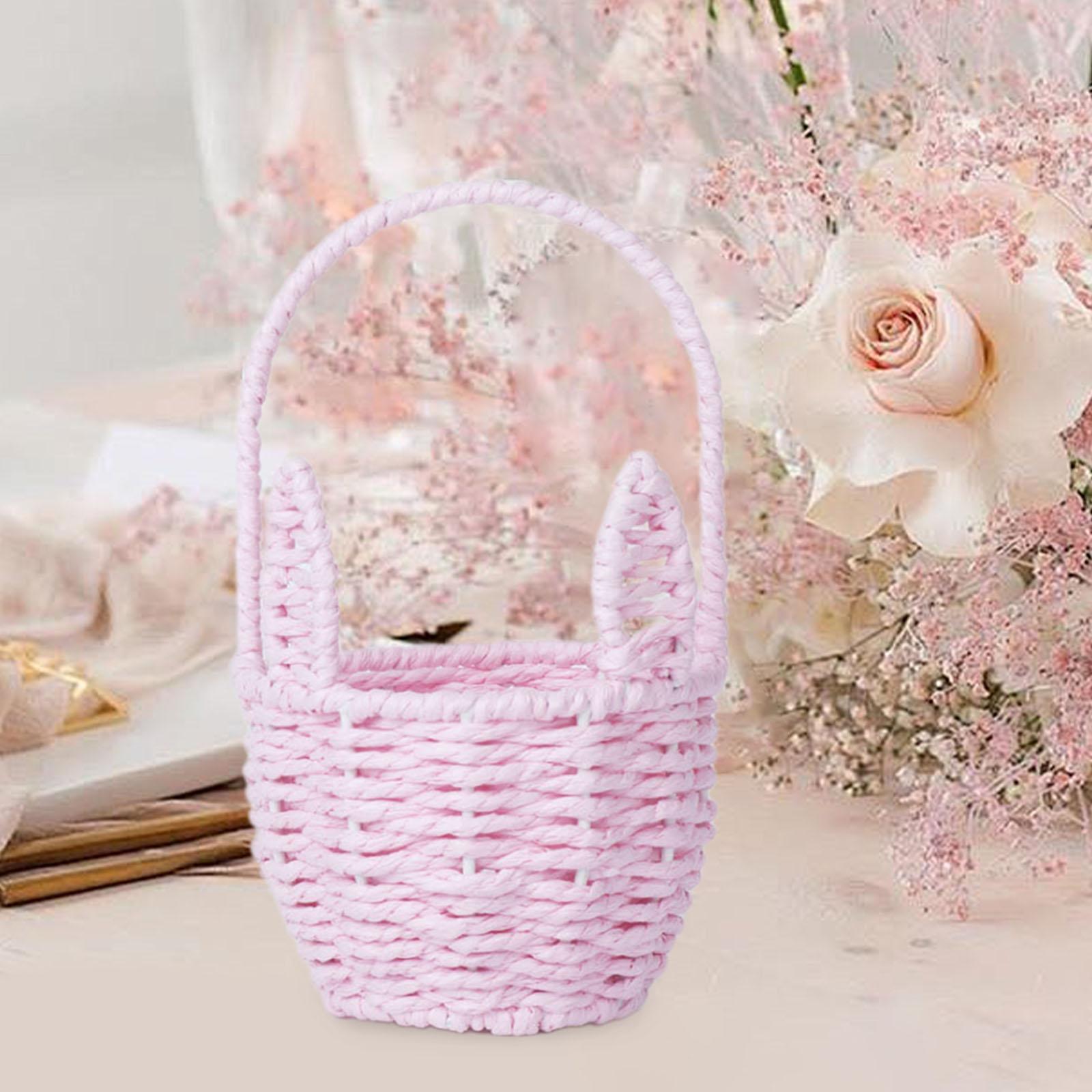 Panier de lapin de pâques mignon tissé, panier de fleurs en corde de papier Portable, décoration de pâques, maison jardin cuisine pique-nique articles divers organisateur