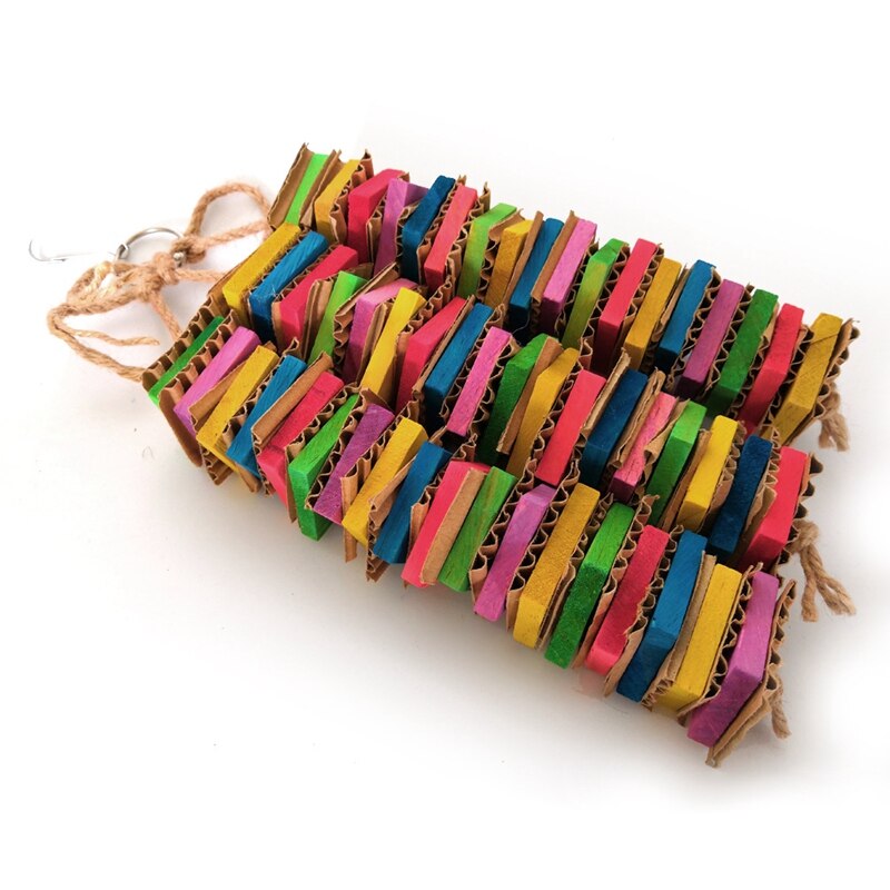 Juguetes de loros para pájaros, juguetes de cartón para pájaros grandes, juguetes africanos grises para loros, juguete Natural para masticar con jaula de pájaros de madera y Clip