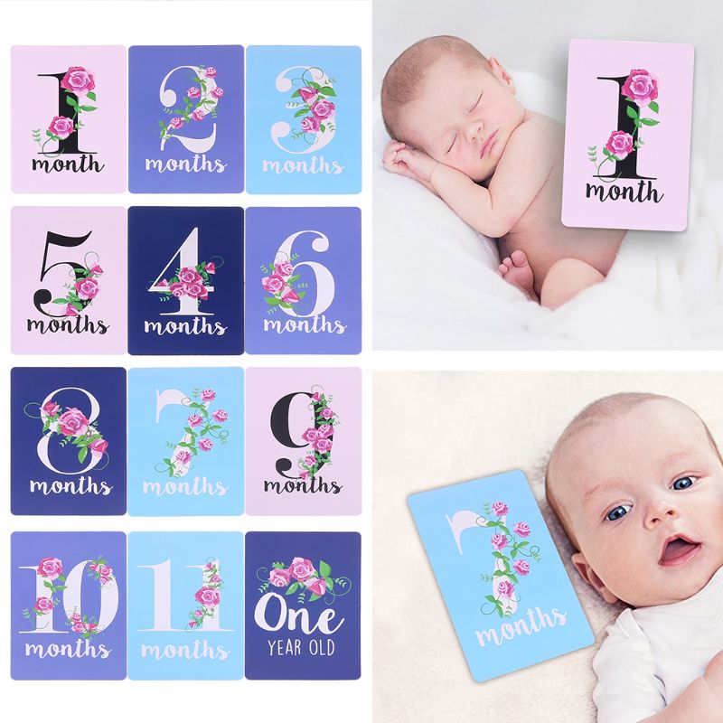 Baby mijlpaal fotokaarten - set van  of 12 fotokaarten om de meest memorabele momenten van het eerste jaar van uw baby vast te leggen