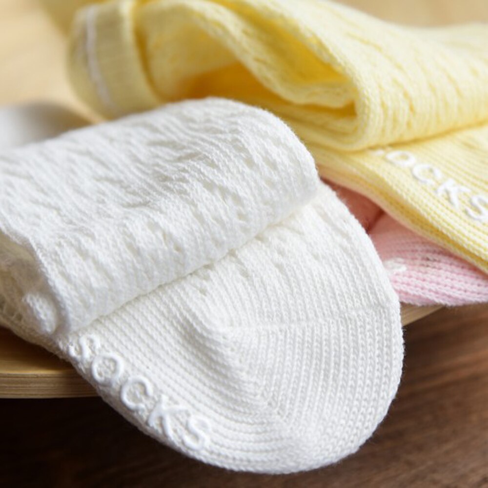 Calcetines para bebé Y niñas, Unisex, sólido, lindo, Delgado hasta la rodilla, medias de algodón suaves, blanco, rosa, azul, amarillo, 0-4 Y