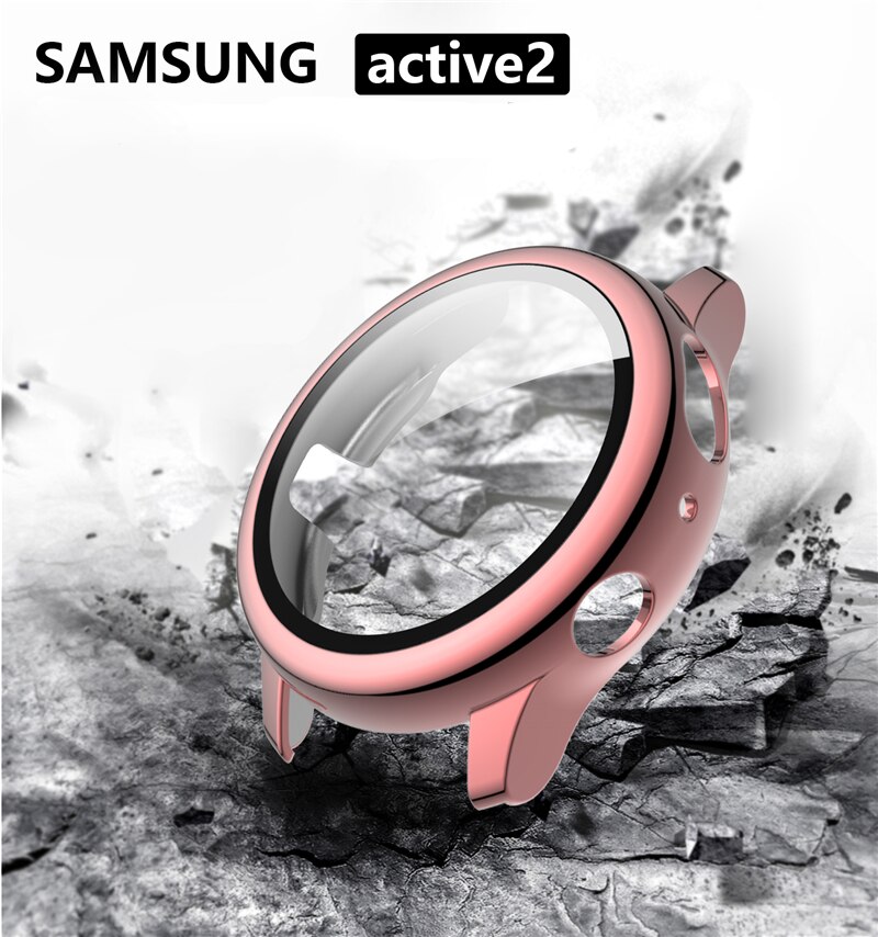 Pc plating + beschermhoes gehard glas voor samsung galaxy watch active 2 44/40mm bescherming active 2 44/40mm beschermhoes