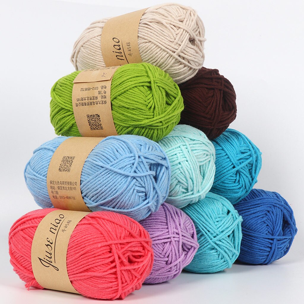 Fil de laine 5 brins de lait et de coton colorés | Bricolage, laine, coton doux, doux, écharpe Crochet épaisse poupée bébé