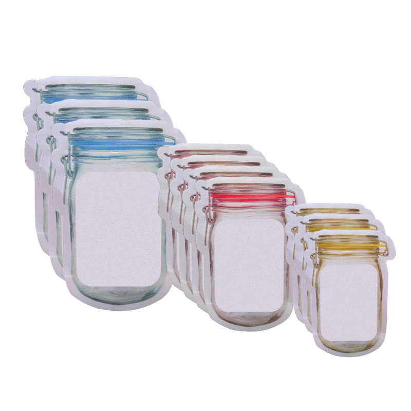 Reusable Mason Jar Bottle Bags Zipper Seal Lock Food Saver Storage Fresh Pouch: A