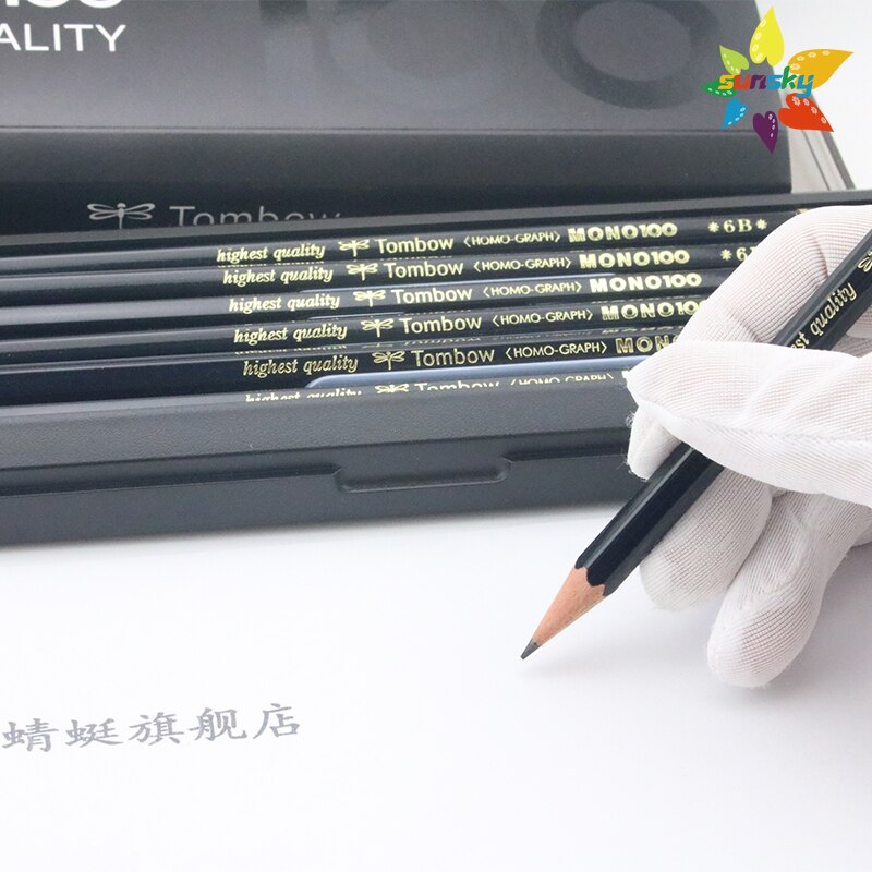 Tombow Japan Mono 100 Hexagonal Wooden Body Pencil,8H/7H/6H/HB/2B/4B,12 pieces 1 Dozen pencils,Smart black box