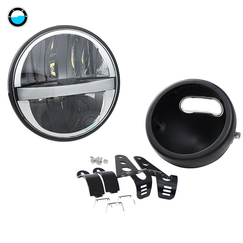 5-3/4"Inch LED Light Bulbs H/L Projection Headlight With 5.75 Inch Headlight Bucket shell For motorcycle Sportster XL 883: Combo 1