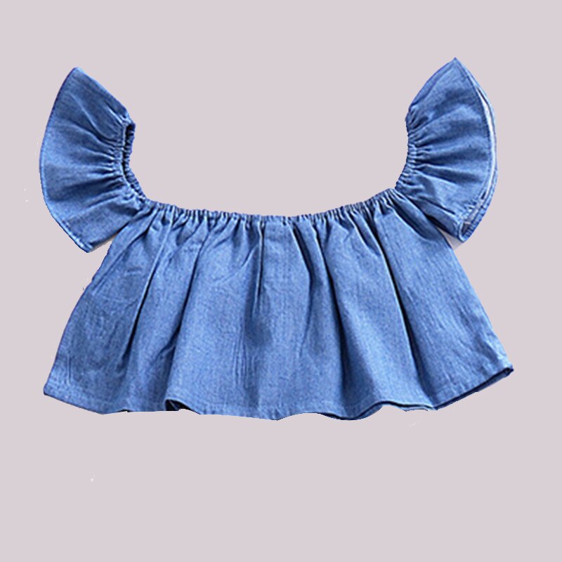 Humor ours vêtements pour enfants filles été bébé Denim coton à manches courtes T-Shirt col frange pendentif bustier tubulaire vêtements