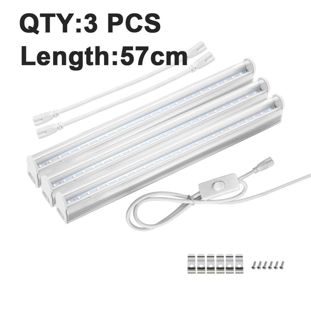 Komplett sett vokselys ledet fullspekter bar  t5 -rørs lampe plantas dyrkingslys til planter jardin drivhus hydroponics: 3 stk 10w 57cm / oss støpsel