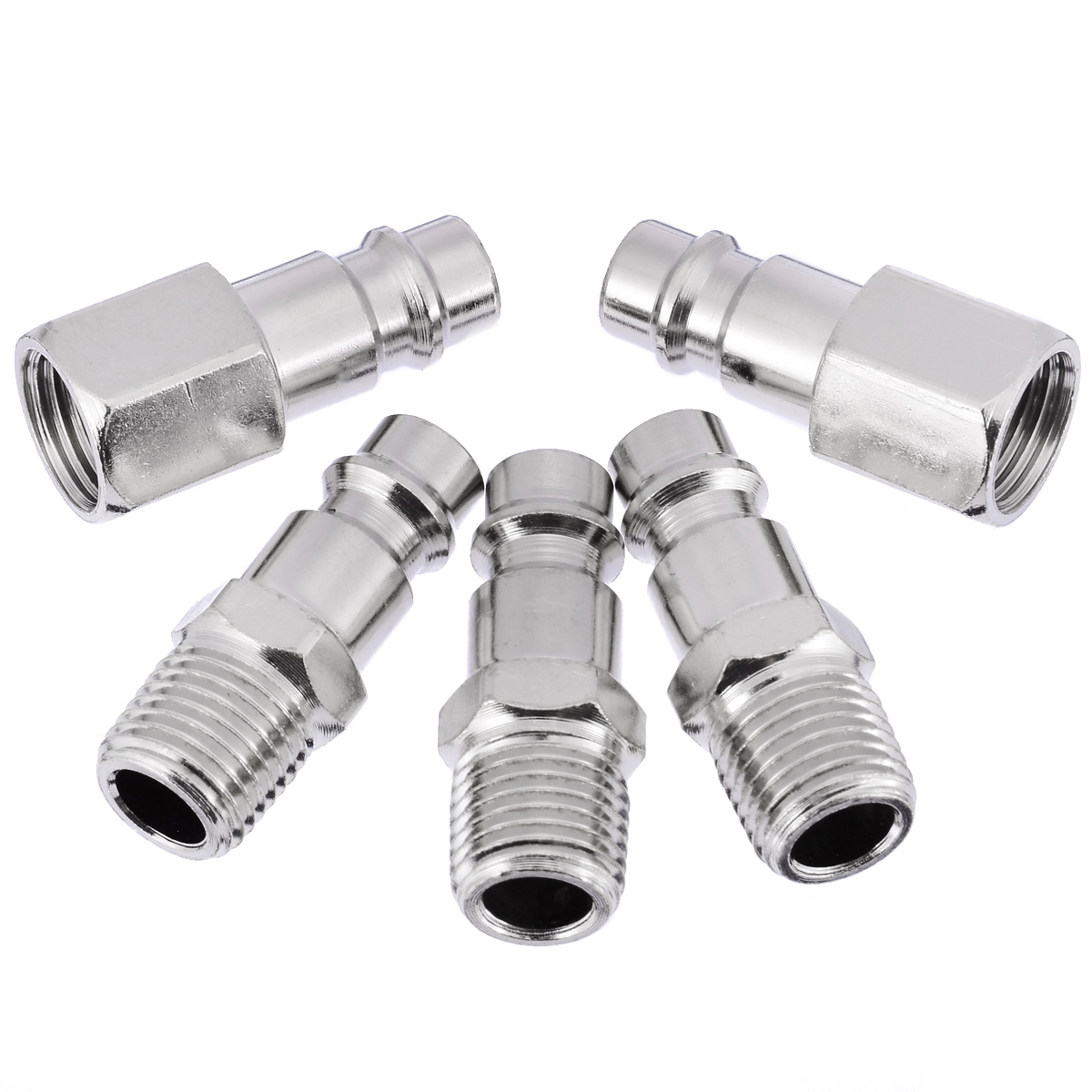 5pcs 1/4" Euro Air Line Hose Compressor Fittings Connector Male Quick Release Pneumatic Parts Plug Socket Connector
