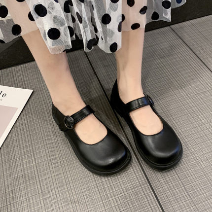 Petit japonais chaussures en cuir femmes anglais printemps étudiant collège Style rétro Mary Jane chaussures soeur souple basique Jk uniforme Sho: 2 / 36
