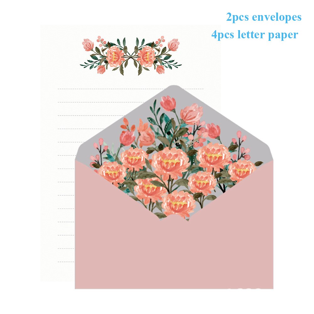 6pcs Printed Flower set Envelope kawaii Stationery Wedding Greeting Card Envelope Invitation Letter Paper Office School Supplies: peony