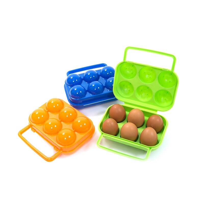 2/4/6/12 Grids Egg Storage Box Portable Egg Holder Container for Outdoor Camping Picnic Eggs Box Case Kitchen Organizer Case: 6 Girds Random Color
