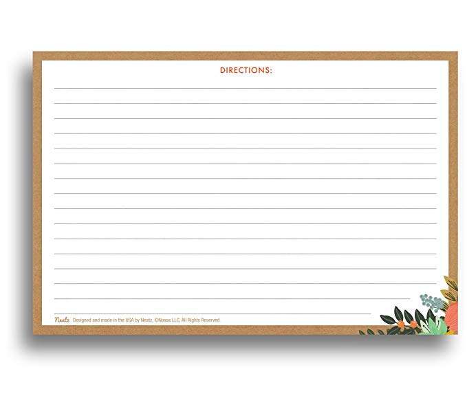 50sheet Floral Recipe Cards Double Sided Cards 4x5.6 inches cardstock paper stationery