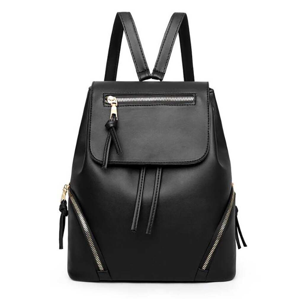 Female Backpack Mochila Feminina Multifunction Girls Leather School Brand Women Shoulder Bag Sac A Dos Travel Back Pack: Black 04