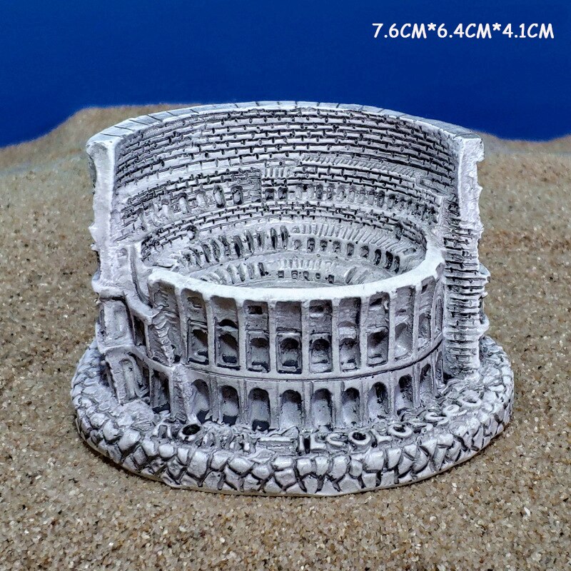Simulation Ancient Rome Colosseum Resin Mini Statue Sand Table Building Desktop Decoration Classical Architecture Sculpture: white