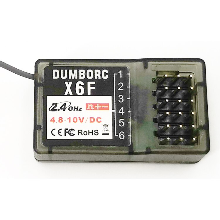 DumboRC nadajnik X6 X4 X6P 2.4G 6CH, odbiornik w/X6FG Gyro, X6F, zestaw świateł LED, SCX10, D90, 1/10/ 1/8, samochód terenowy, łódź: 1PC X6F