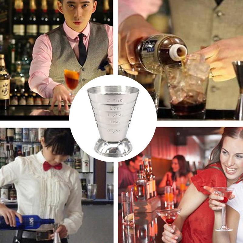 75ml Measuring Shot Cup Ounce Jigger Bar Cocktail Drink Cup Coffee Mixer Measurer Mojito Liquor Mug Stainless Steel Measuri W8C2