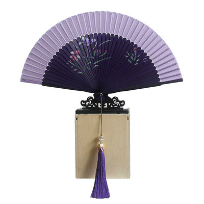 Abanico de baile Para mujer, ventilador de seda de bambú, Cheongsam chino, Hanfu, clásico, portátil, Para Boda, Verano: Jazmín