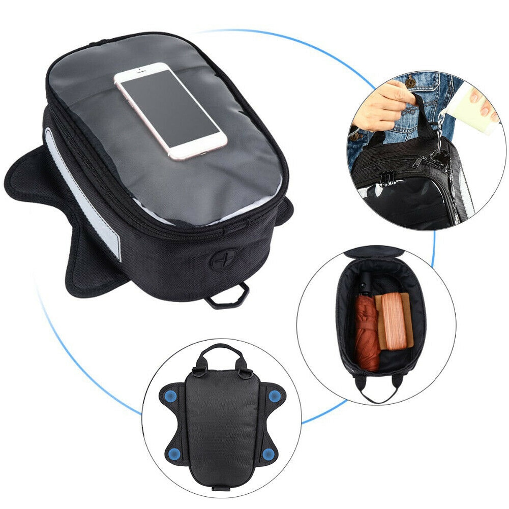 Motorcycle Tank Bag Portable Phone Pouch Casual Accessories Storage Waterproof Zipper Closure Oxford Cloth With Magnetic