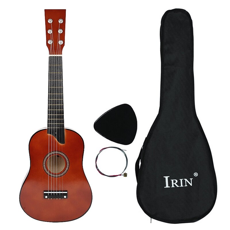 IRIN 25 Inch Basswood Acoustic 12 Frets 6 Strings Guitar with Pick and Strings for Beginner Children Coffee Color: Default Title