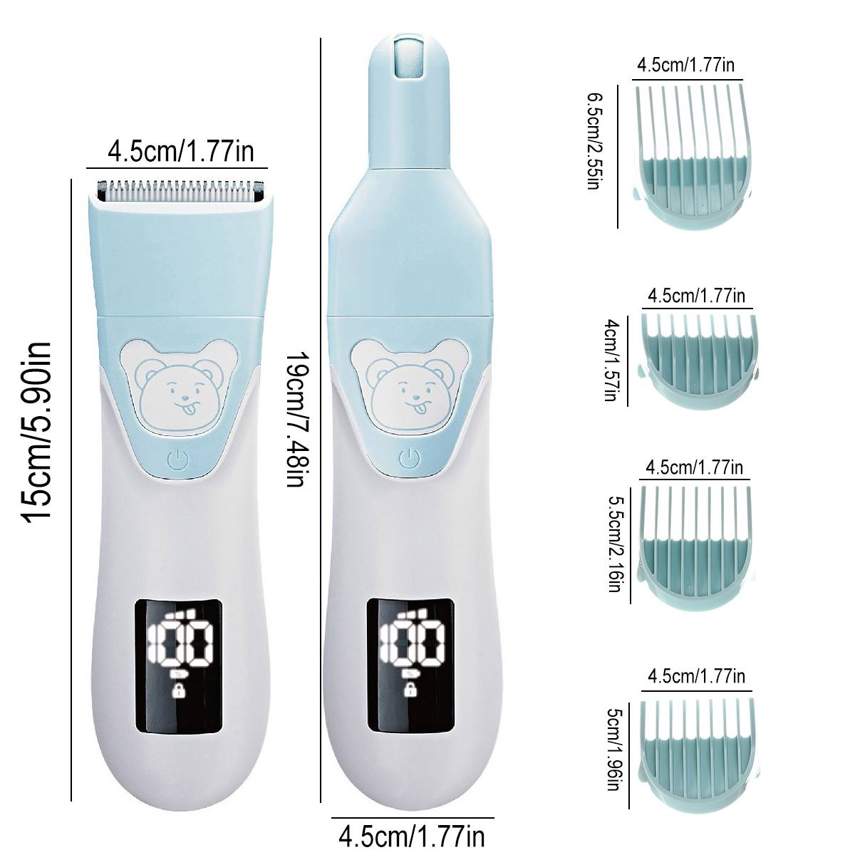 2-In-1 Wasbare Elektrische Baby Haar Trimmer Nail Grinder Kinderen Kapsel Machine Clipper Kapsel Scheerapparaat Met 4 limiet Kam