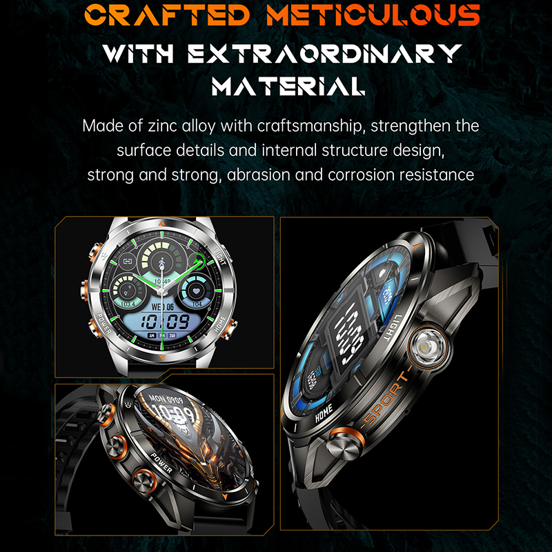 Quatro botões bluetooth chamada relógio inteligente masculino 1.43 Polegada hd sreen 100 + esportes 3atm lanterna à prova dwaterproof água smartwatch homem para huawei