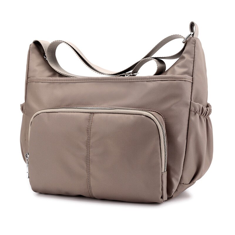 Shoulder Bags For Women Crossbody Bag Handbags Female Beach Nylon Solid Travel Messenger Bag: Khaki