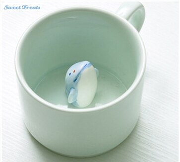 Sweettreats small ceramic milk cup with animals cute cartoon nice three-dimensional heat-resistant celadon: 1