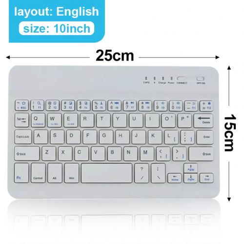 Bluetooth Toetsenbord 7/10Inch Mini Slim Wireless Bluetooth Keyboard Toetsenbord Voor Telefoon Tablet Laptop Беспроводная Клавиатура Teclado: White 10Inch