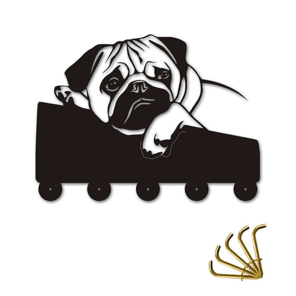 Engelsk bulldog tøj kroge dejlig hvalp hund dyr silhuet væg bøjle håndklæder kroge børneværelse indretning til badeværelse