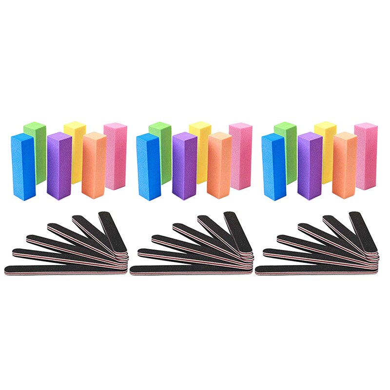Nail File and Buffer Manicure Tool Kit 18Pc Nail Art Buffer Block 18Pc 100/180 Grit Doublesided Nail Files