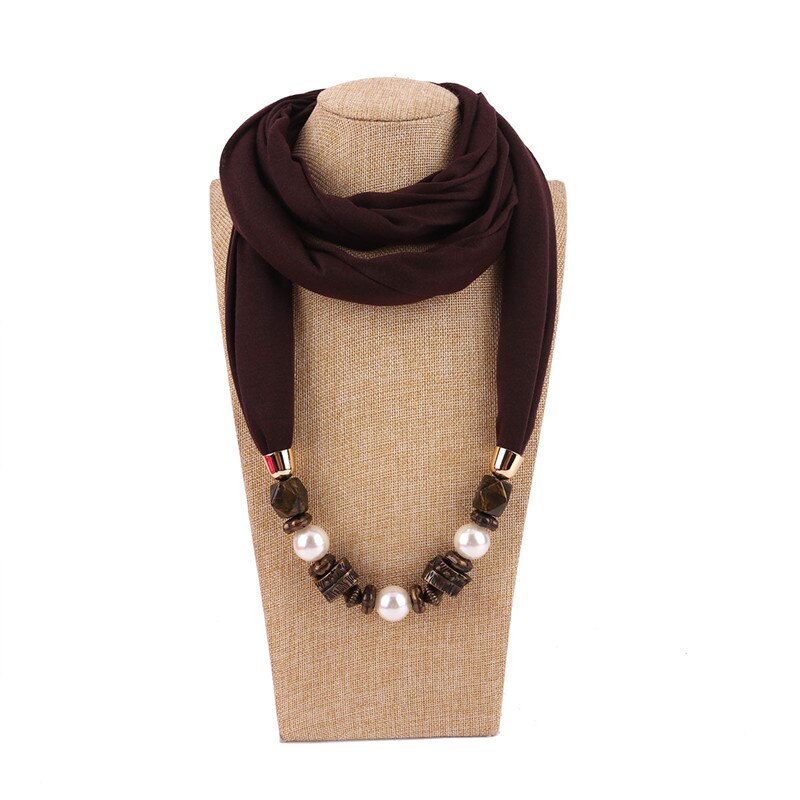 LaMaxPa Neue Frauen Solide Schmuck Anhänger Chiffon Schal Perle Schals und wickelt Weichen Weiblichen Zubehör: 8