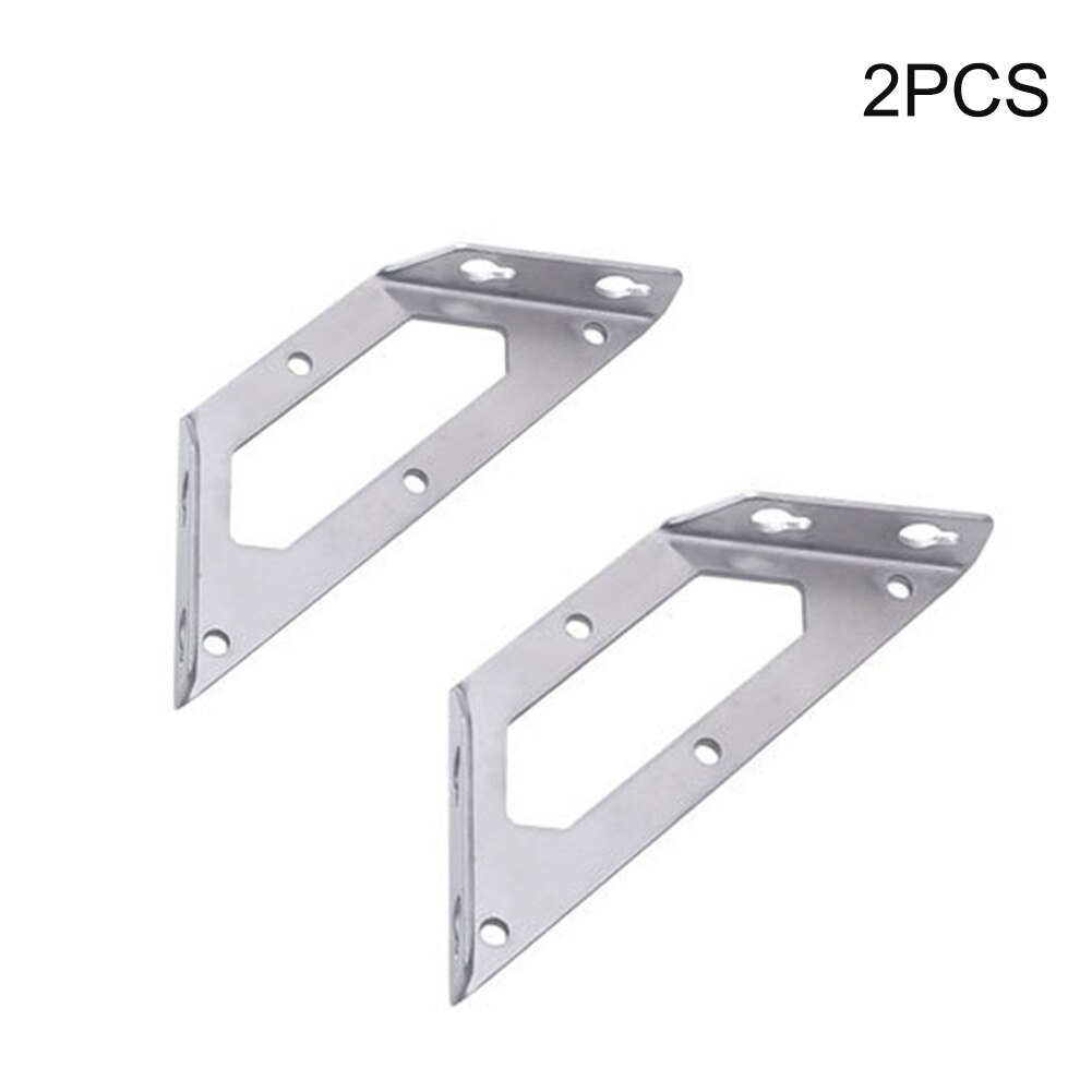 2pcs DIY Trapezoid Heavy Duty Furniture Home Corner Brace Joining Support Stainless Steel Silver Connector Shelf Bracket Modern