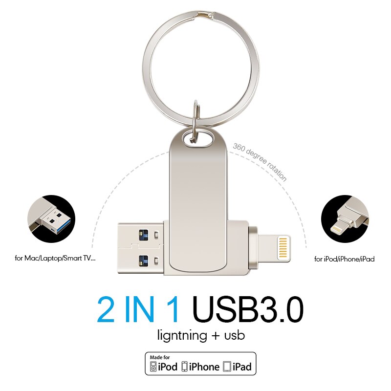 Nuilaks Usb 3.0 Pendrive Voor Iphone 6/6S/6Plus/7/7Plus/8/X Usb/Otg/Lightning 2 In 1 Pen Drive Voor Ios Externe Opslagapparaten