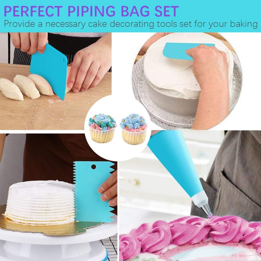 14Pcs Silicone Kitchen DIY Cake Decorating Tools Icing Piping Nozzles Cake Piping Tips Set Cream Pastry Bag With Cake Scraper