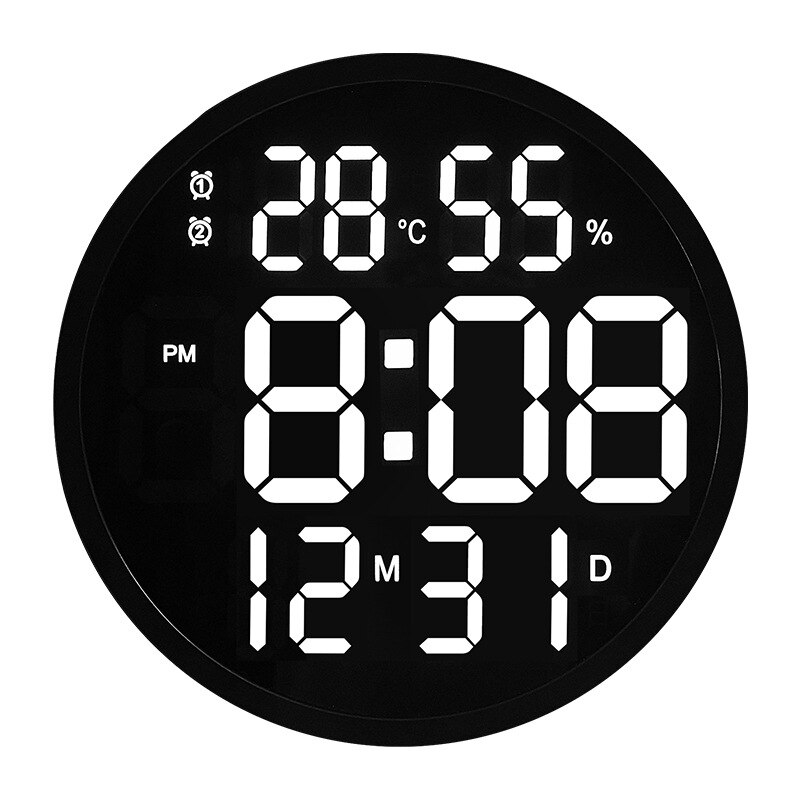 LED Wanduhr Leucht Großen Uhr stumm Digitale Temperatur und Feuchtigkeit Elektronische Uhr Wohnzimmer Dekoration