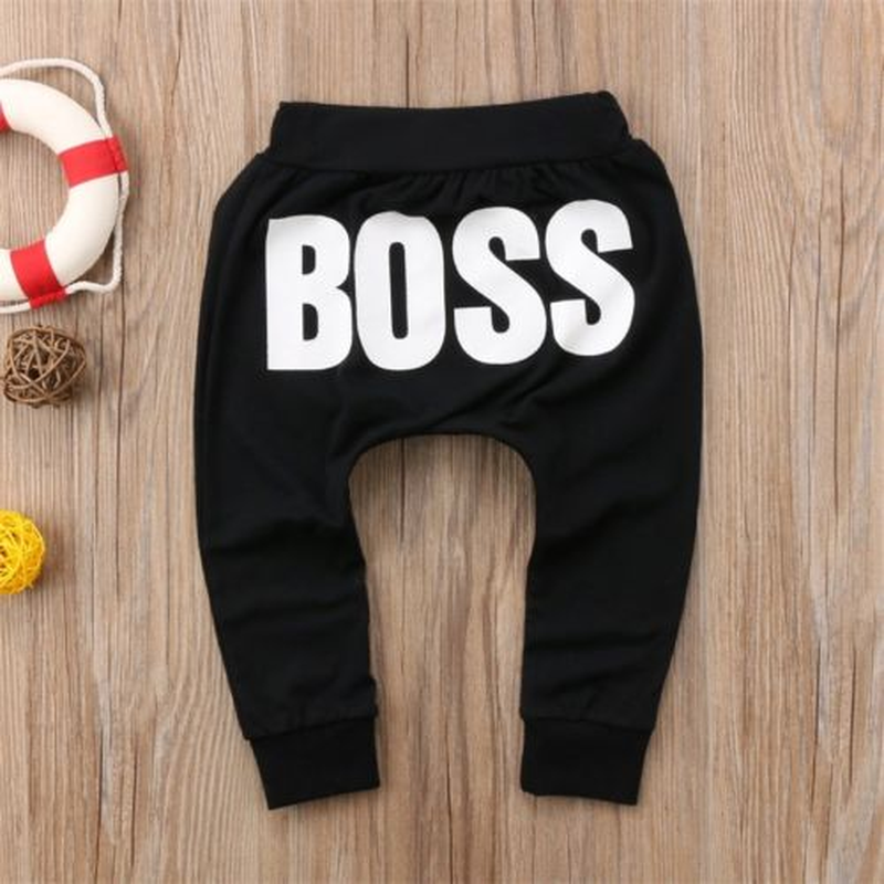 Pantalones para bebés y niñas, pantalones con letras sexi BOSS, pantalones harén de algodón para bebés, pantalones informales para bebés, ropa para niños y niñas