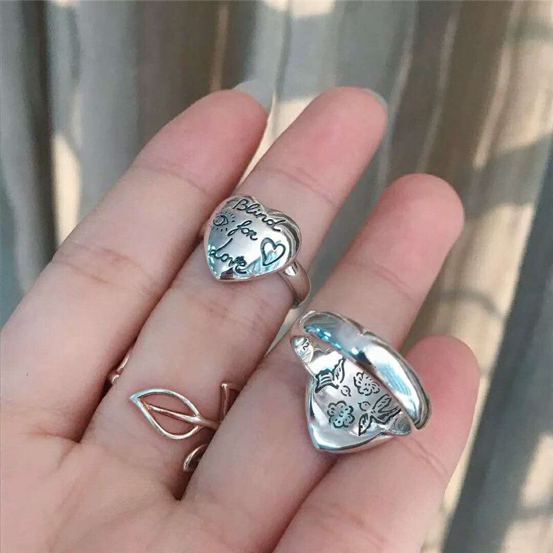 Amore senza paura doppia Coppia Logo Anello di accessori di serie S925 Gioielli In argento Sterling per gli uomini e le donne di san valentino regalo di Giorno