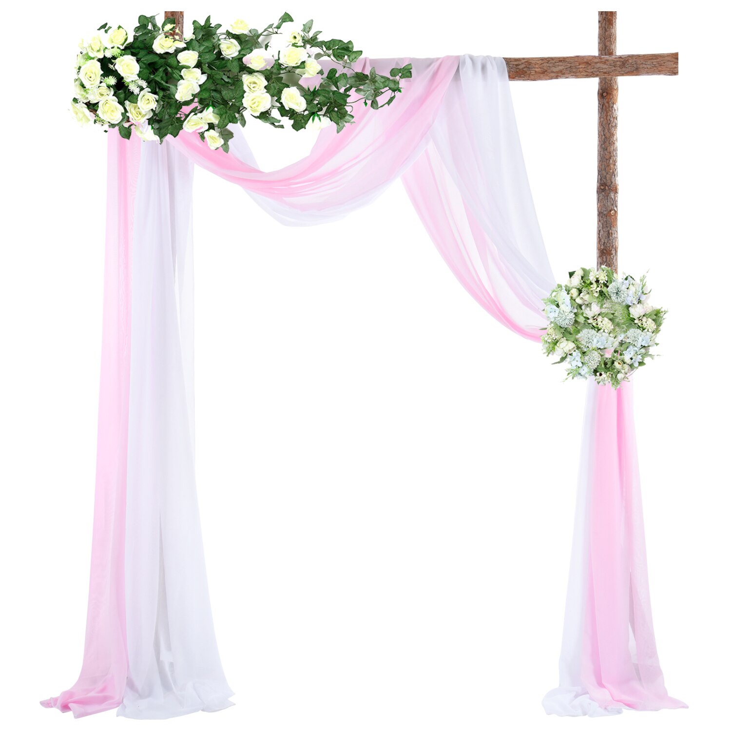 Bruiloft Boog Draperen Stof Chiffon Stof Draperie Bruiloft Decoraties Voor Ceremonie Archway Partij Plafond Achtergrond: 1 White and 1 Pink