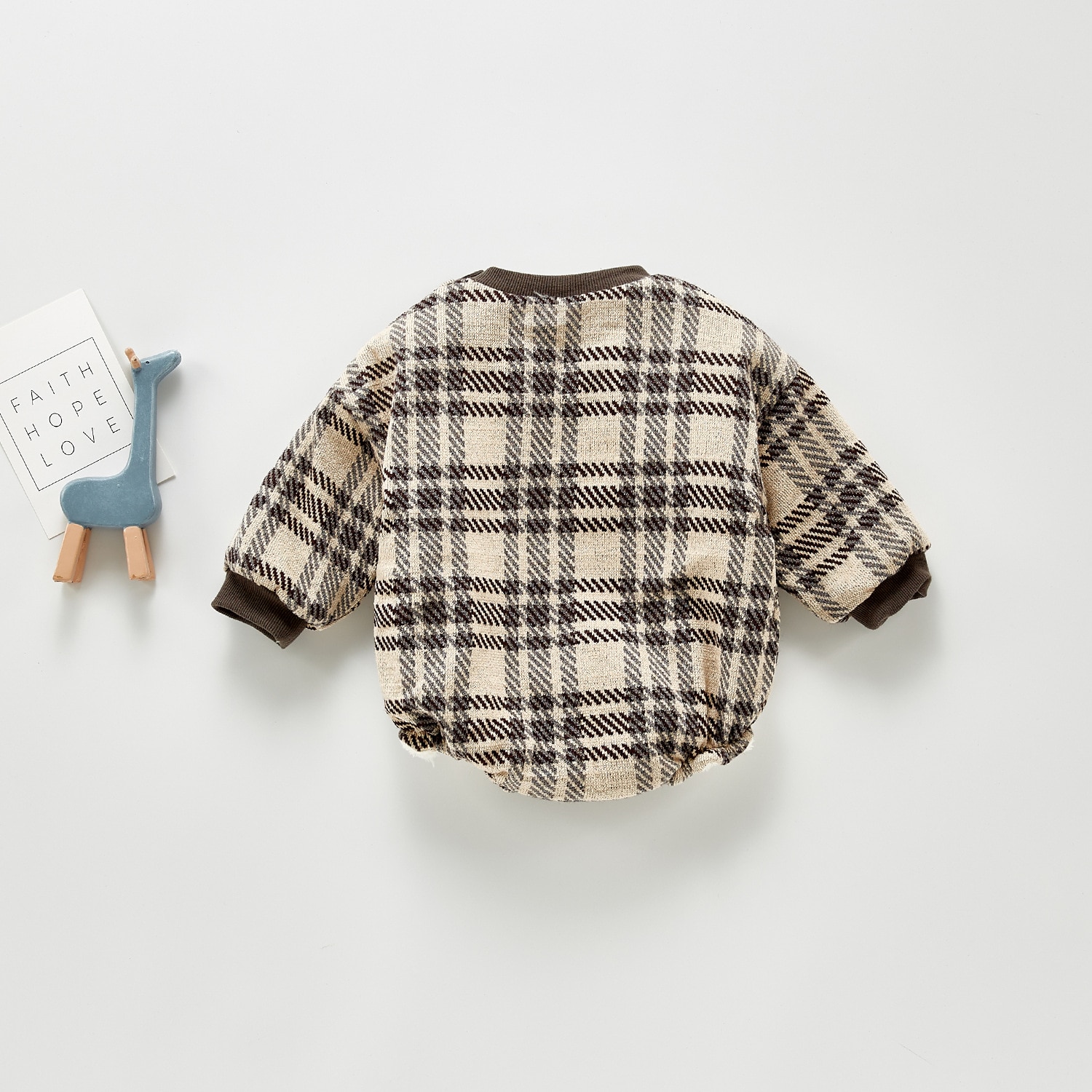 Baby jongens en meisjes herfst en winter koreaanse versie kleding kinder geruit plus fluwelen warme eendelige driehoek klim