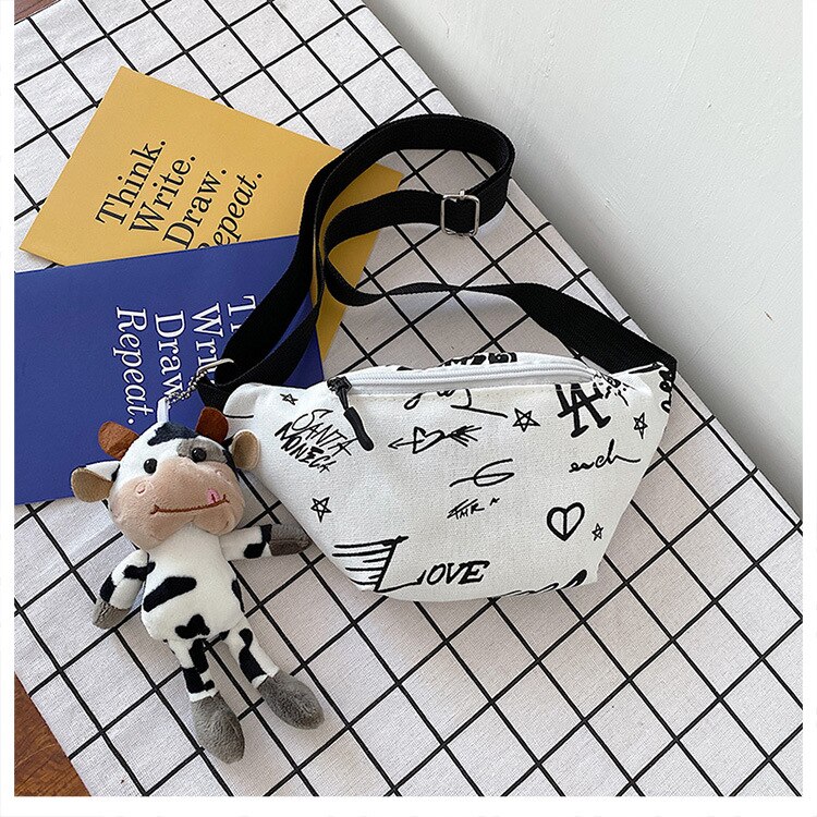 Moda coreia do sul vaca lona pequeno mensageiro zíper bolsa telefone peito crossbody sacos para as mulheres manchas tem porto de carregamento: 2