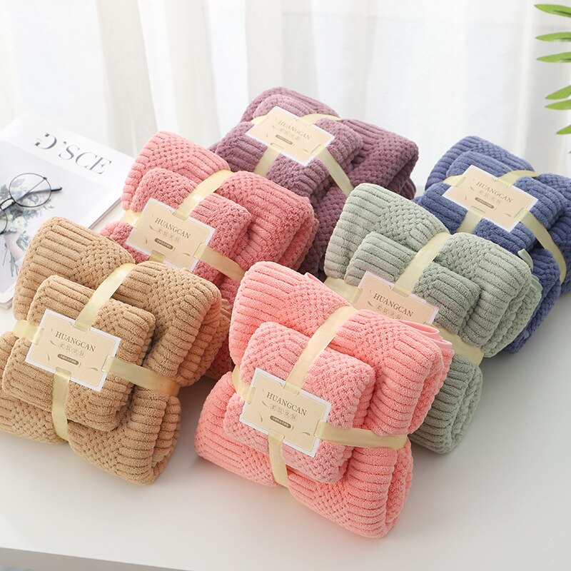 Luxury Bathroom Towel Set Quick Drying Microfiber Hair Towels Soft Absorbent Bath Towel Set 35x75cm+70x140cm For Women Man