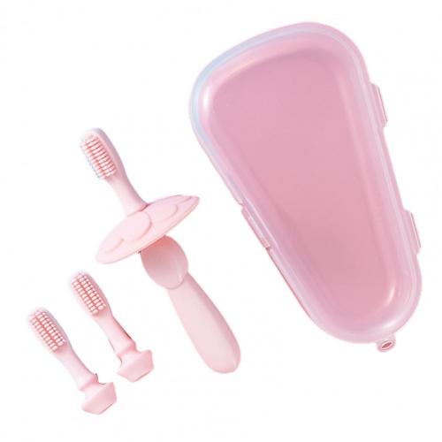 Flor bonito escova de dentes de silicone cerdas macias bebê higiene oral suprimentos de limpeza: Rosa