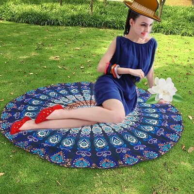150cm bohem chiffon stor tynn mandala sommer rund strand skjerf håndkle solbad sjal wraps billedvev serviette de plage ymb 22