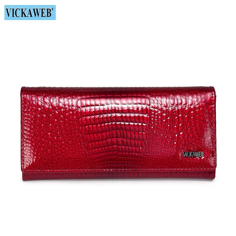 VICKAWEB Long Wallet Women Genuine Leather Alligator Womens Wallets And Purses Lady Hasp & Zipper Standar Wallet Female