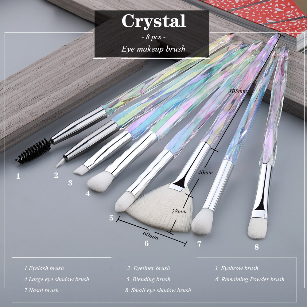 Fld øyenbørste diamant sminke børster sett krystall øyenskygge leppe øyenbryn børster leppe eyeliner verktøy