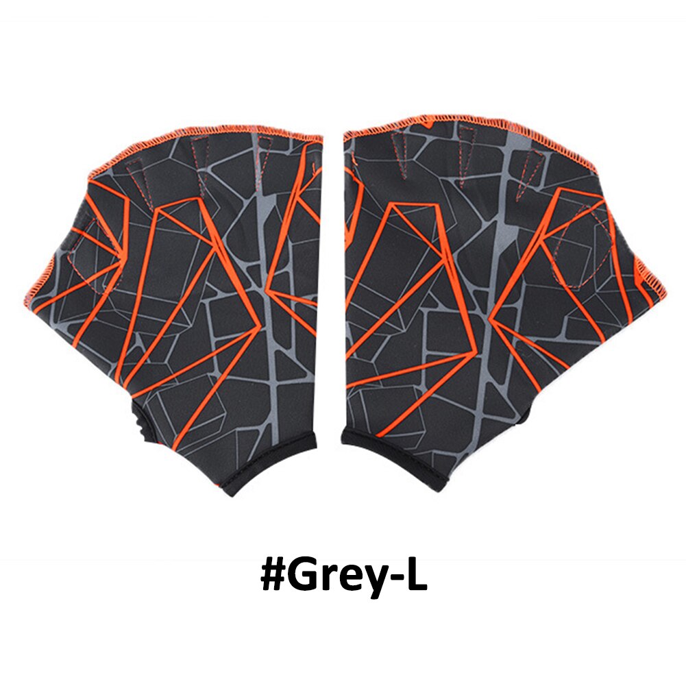 1 Pair Swimming Hand Finger Fin Learning Swimming Pool Accessory Finger Wear Flippers Training Diving Gloves Swim Pool Paddles: Gray L
